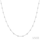 1.00 Ctw Bezel Set Round Cut Diamond Station Necklace in 14K White Gold